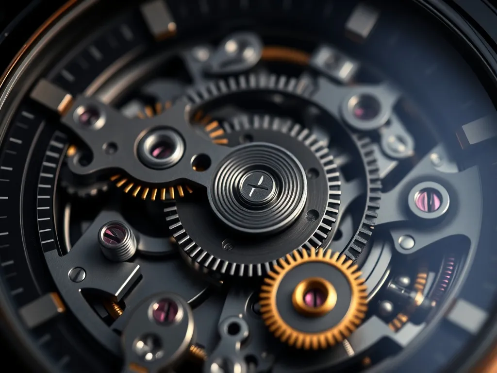 A close-up of a high-precision mechanical watch movement, ge